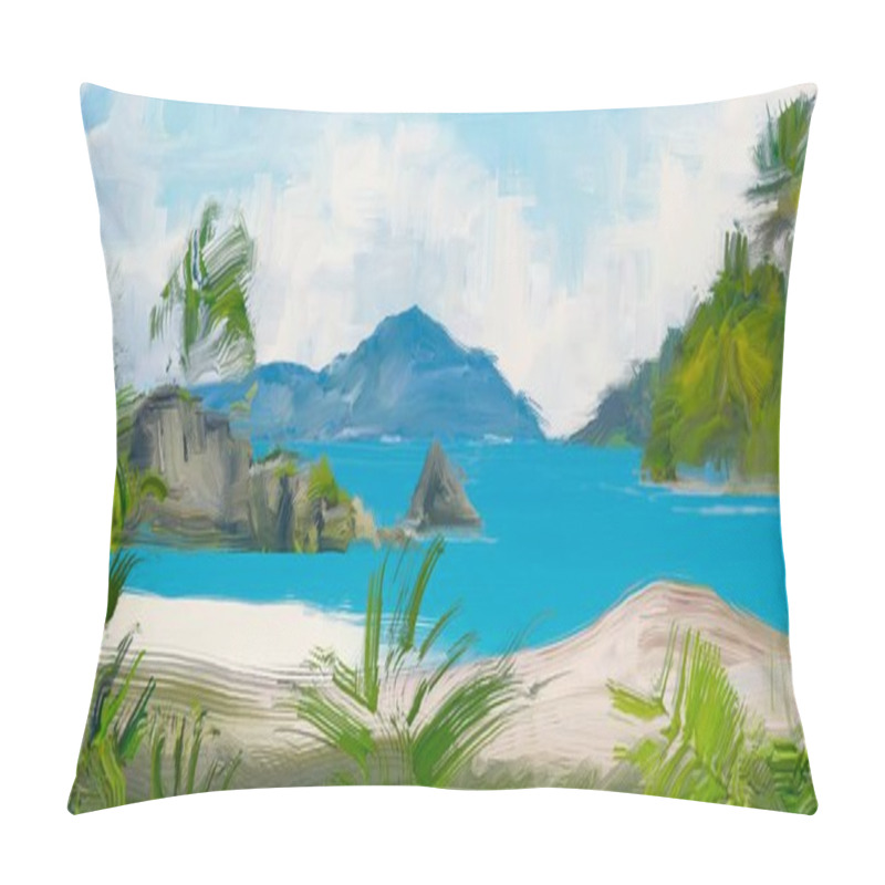 Personality  Abstract Creative Tropical Landscape Oil Picture Pillow Covers