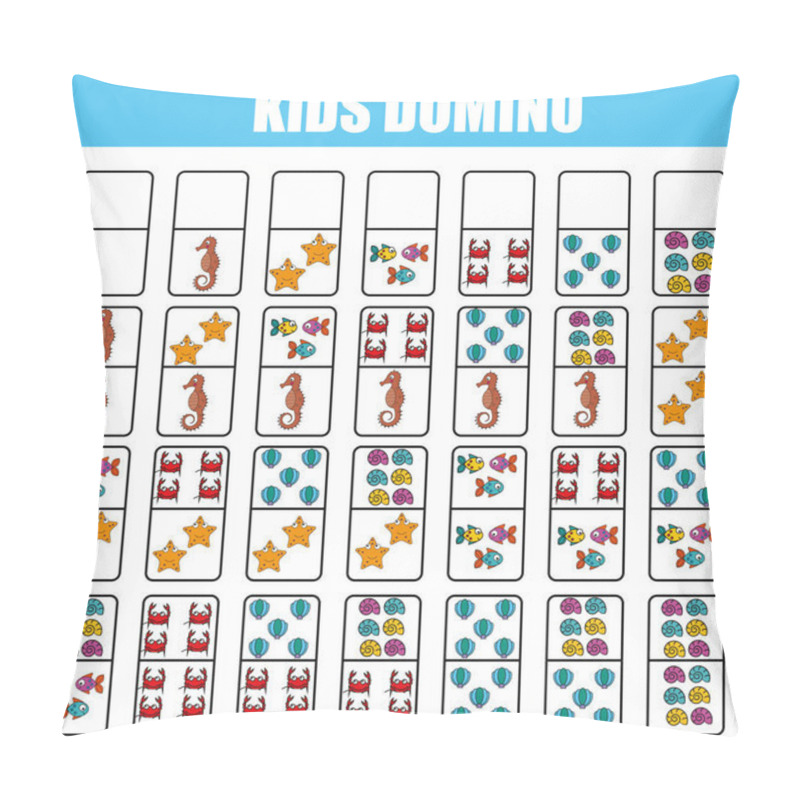 Personality  Domino For Kids. Children Educational Game. Printable Activity, Board Game Pillow Covers