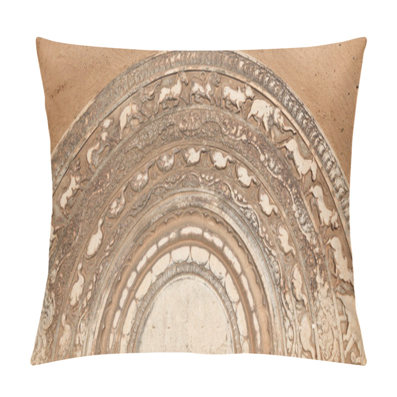 Personality  Ancient Moonstone At The Entrance Of Buddhist Dagoba Pillow Covers