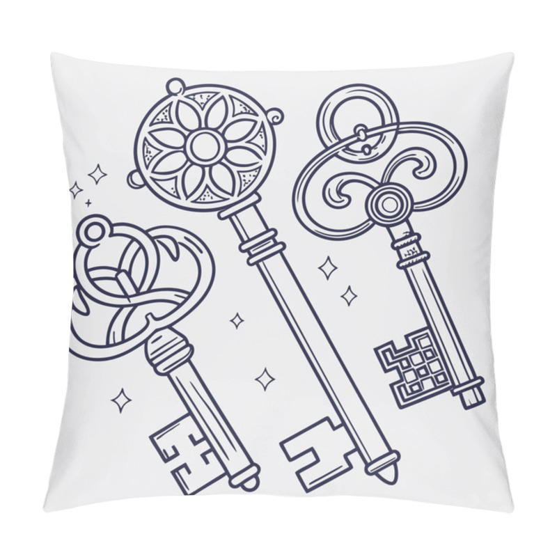 Personality  A Creative Vector Featuring Encrypted Keys Arranged In Intricate Geometric Designs, Symbolizing Digital Security And Encryption. Pillow Covers