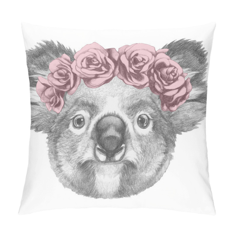 Personality  Koala With Floral Head Wreath Pillow Covers