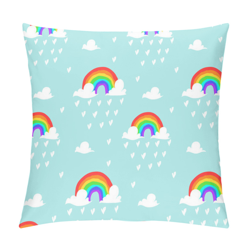 Personality  Seamless Rainbow Sky An Hearts Pillow Covers