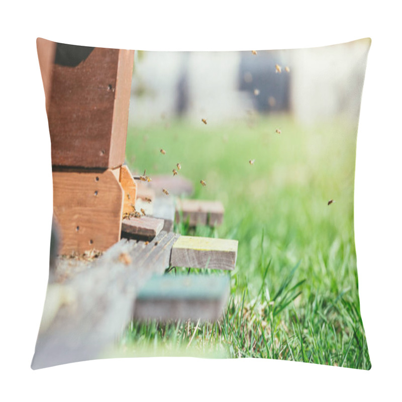 Personality  Bees Hive: Flying To The Landing Boards Pillow Covers