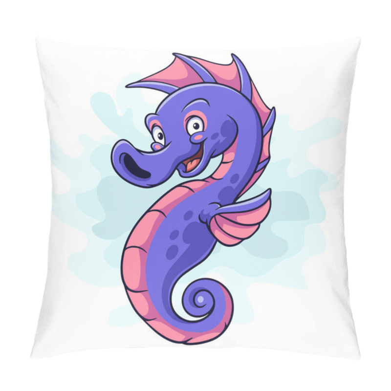 Personality  Cartoon Funny Seahorse Isolated On White Background Pillow Covers