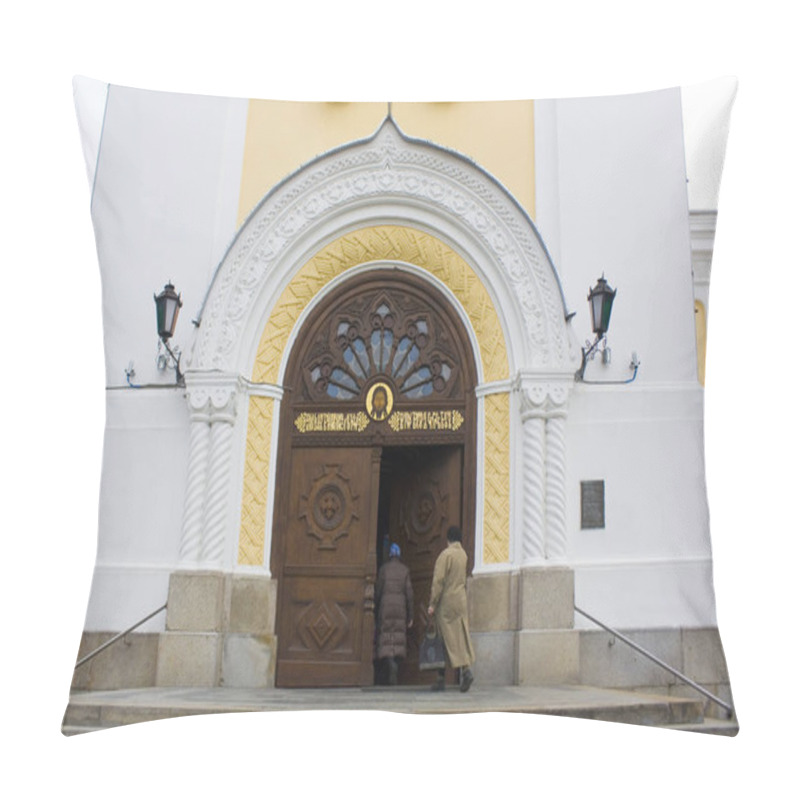 Personality  Zhytomyr, Ukraine - February 24, 2019: Entrance Of Holy Transfiguration Cathedral In Zhytomyr Pillow Covers