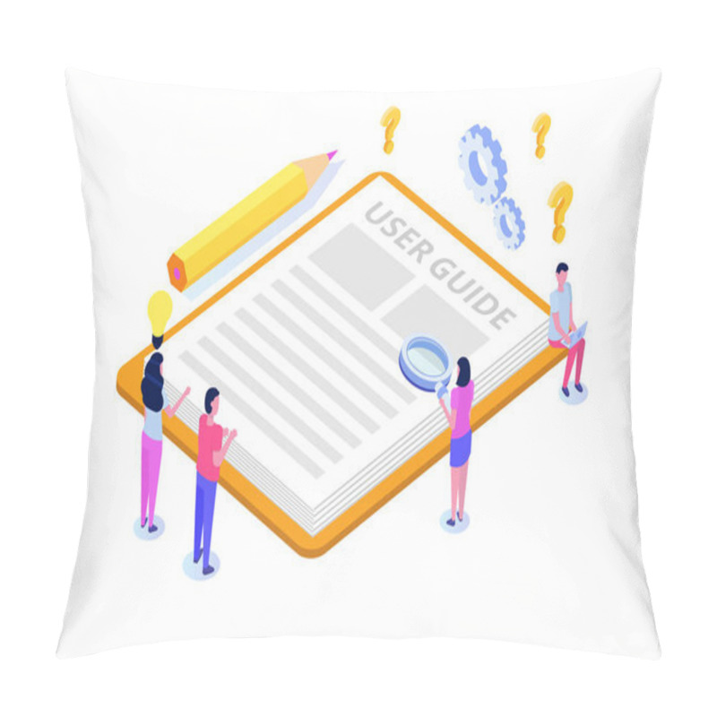 Personality  User Manual  Isometric Concept. People With Guide Instruction Ar Pillow Covers