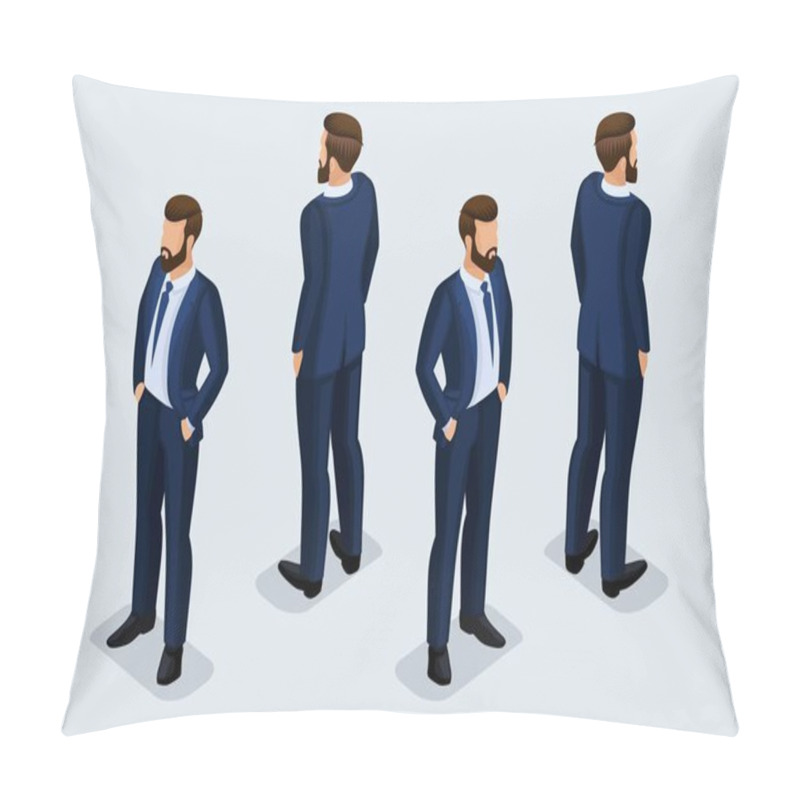 Personality  Isometric Businessman Front View Rear View Pillow Covers