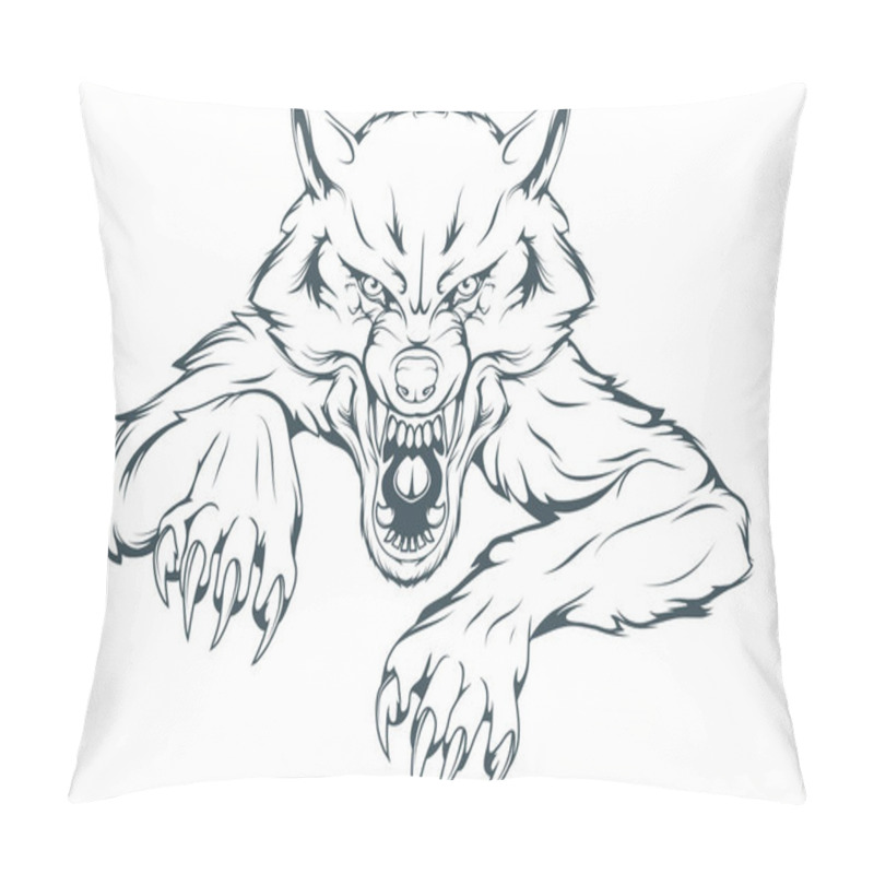 Personality  Evil Wolf Mascot. Vector Graphics To Design. Pillow Covers