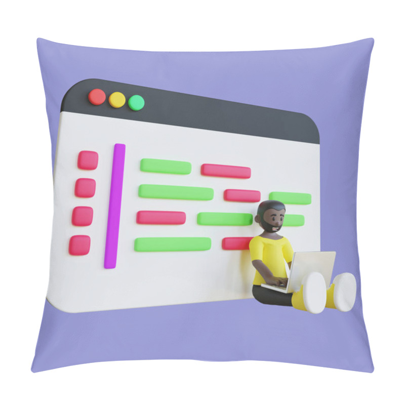 Personality  3D Character Illustration Of Programmer Pillow Covers