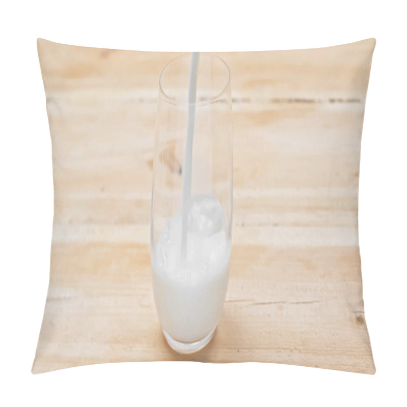 Personality  Fresh Milk Pouring Into Glass On Wooden Table Pillow Covers