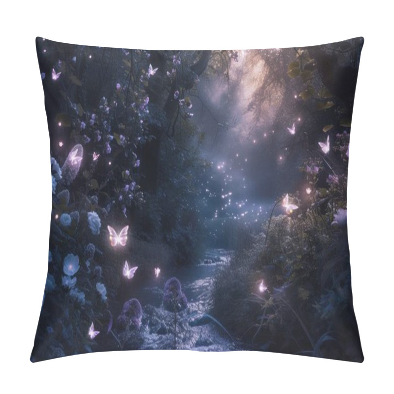 Personality  Illuminated By The Soft Glow Of Bioluminescent Flowers And The Fluttering Of Colorful Butterflies, A Mystical Pathway Winds Through The Enchanted Forest, Transporting Visitors To A Realm Of Magic And Wonder. Pillow Covers