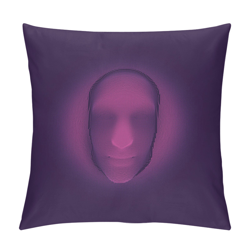 Personality  Human Big Data Visualization. Futuristic Artificial Intelligence Face Concept. Cyber Mind Aesthetic Design. Machine Learning. Pillow Covers