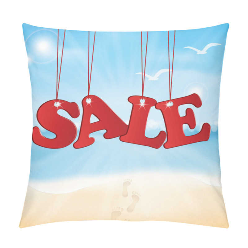 Personality  Vector Abstract Summer Sale Poster With Beach Background Pillow Covers