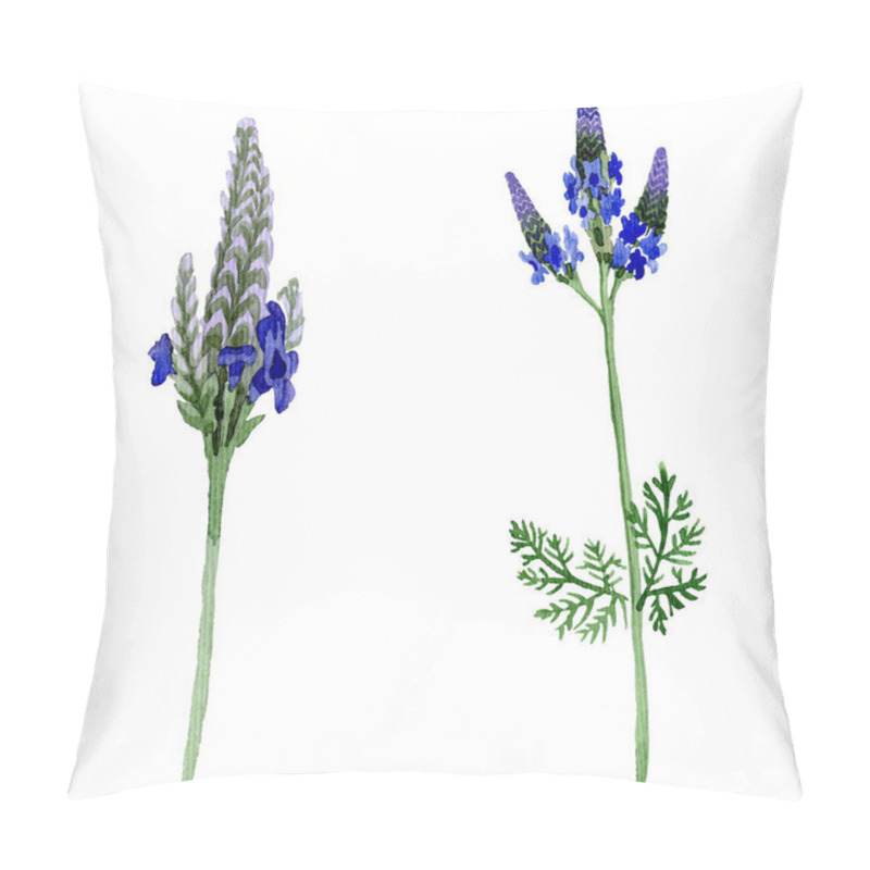 Personality  Blue Violet Lavender Floral Botanical Flower. Wild Spring Leaf Wildflower Isolated. Watercolor Background Set. Watercolour Drawing Fashion Aquarelle. Isolated Lavandula Illustration Element. Pillow Covers