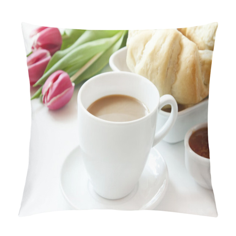 Personality  Morning Coffee Cup Croissants And Flowers  Pillow Covers