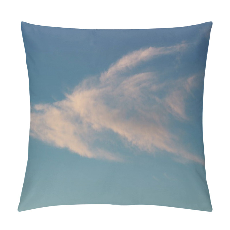 Personality  A Solitary Cloud Gracefully Captures The Vibrant Hues Of The Sunset, Glowing With Shades Of Orange, Pink, And Purple Against A Clear Blue Sky Pillow Covers