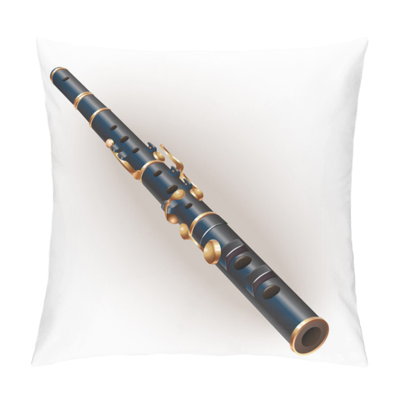 Personality  Classical Flute. Isolated On White Background Pillow Covers