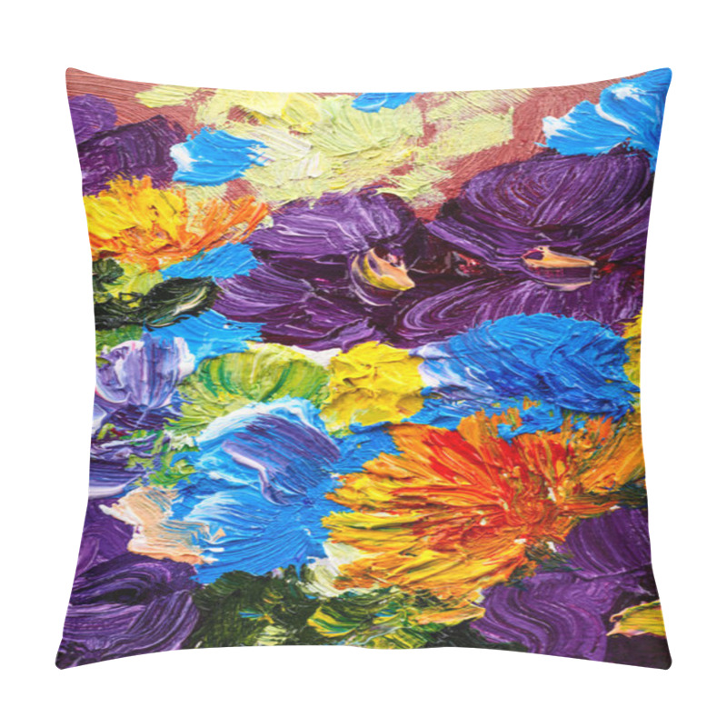 Personality  Abstract Background. Oil Painting - Flowers Pillow Covers