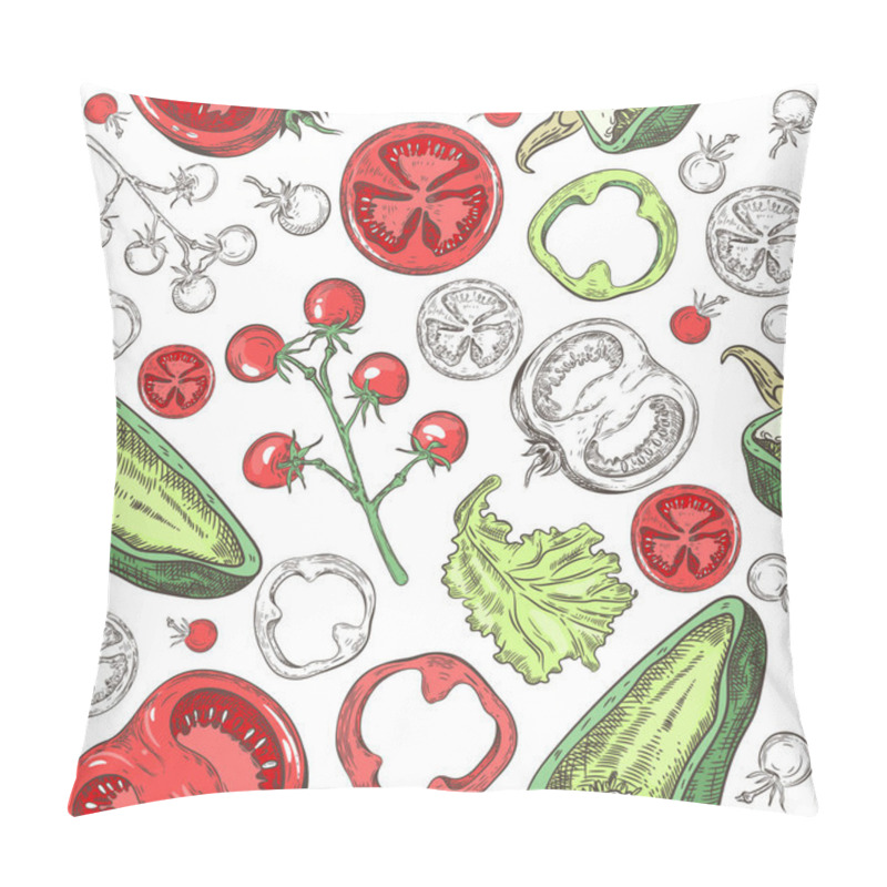 Personality  Seamless Pattern With Different Tomatoes And Paprika. Pillow Covers