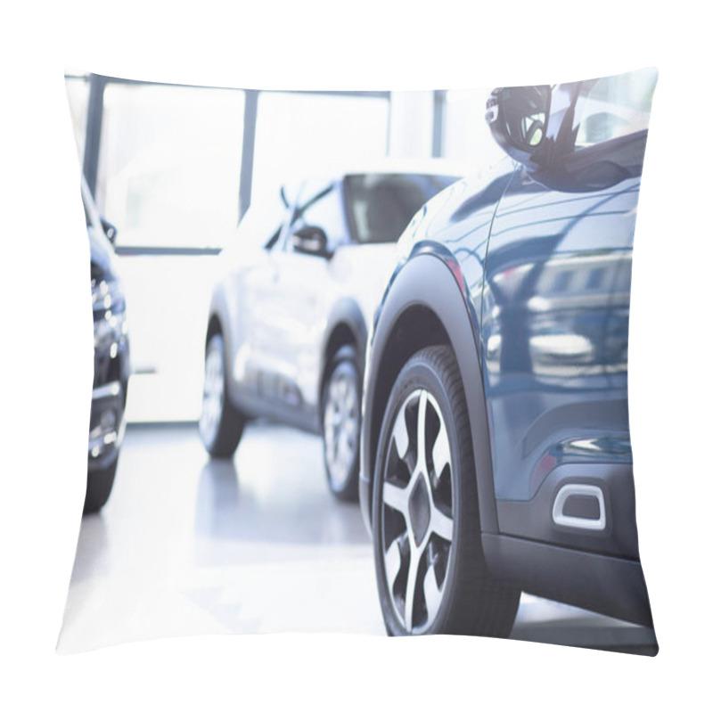 Personality  Low Angle Of Luxurious Car In A Exclusive Showroom With Vehicles Pillow Covers