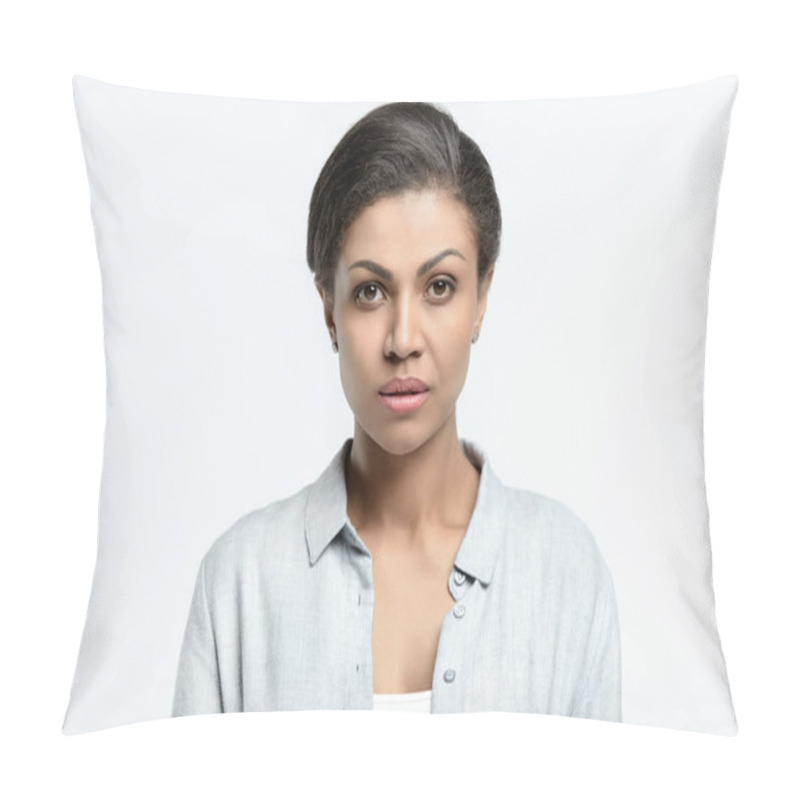 Personality  Young African American Woman Posing Pillow Covers