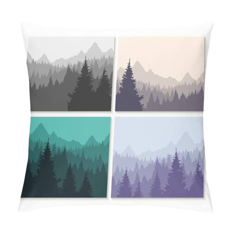 Personality  Concept Illustration Winter Forest Landscape Set Pillow Covers