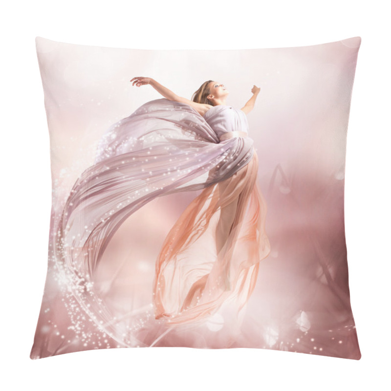 Personality  Fairy. Beautiful Girl In Blowing Dress Flying. Magic Pillow Covers