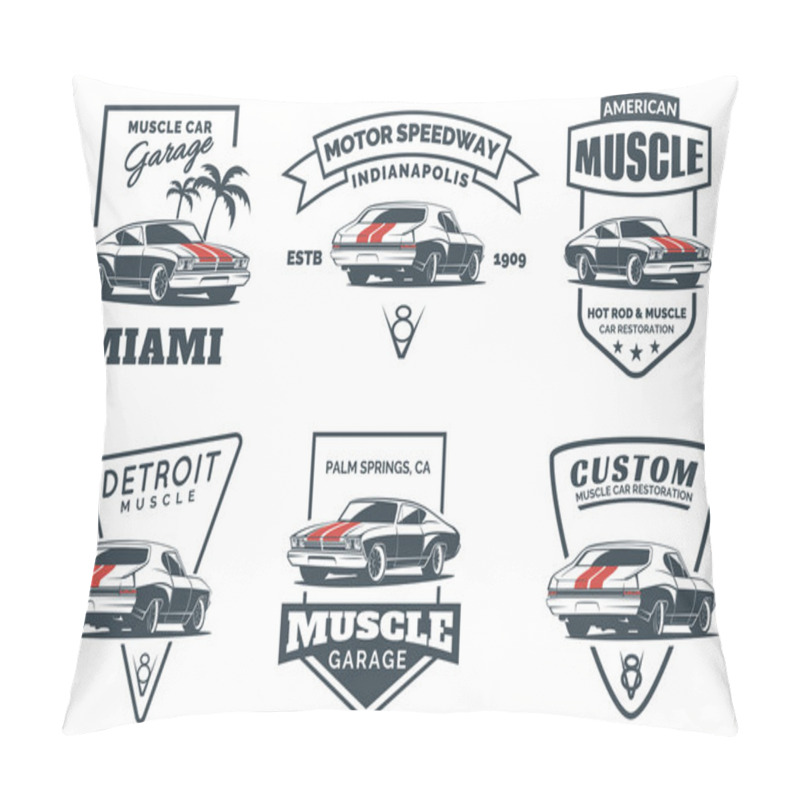 Personality  Set Of Classic Muscle Car Logo, Emblems, Badges And Icons. Pillow Covers