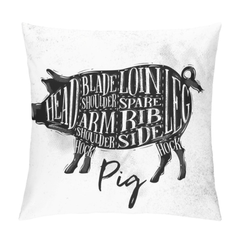 Personality  Pig Pork Cutting Scheme Pillow Covers