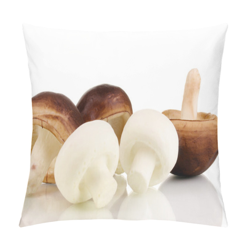 Personality  Fresh Mushrooms Isolated On White Pillow Covers