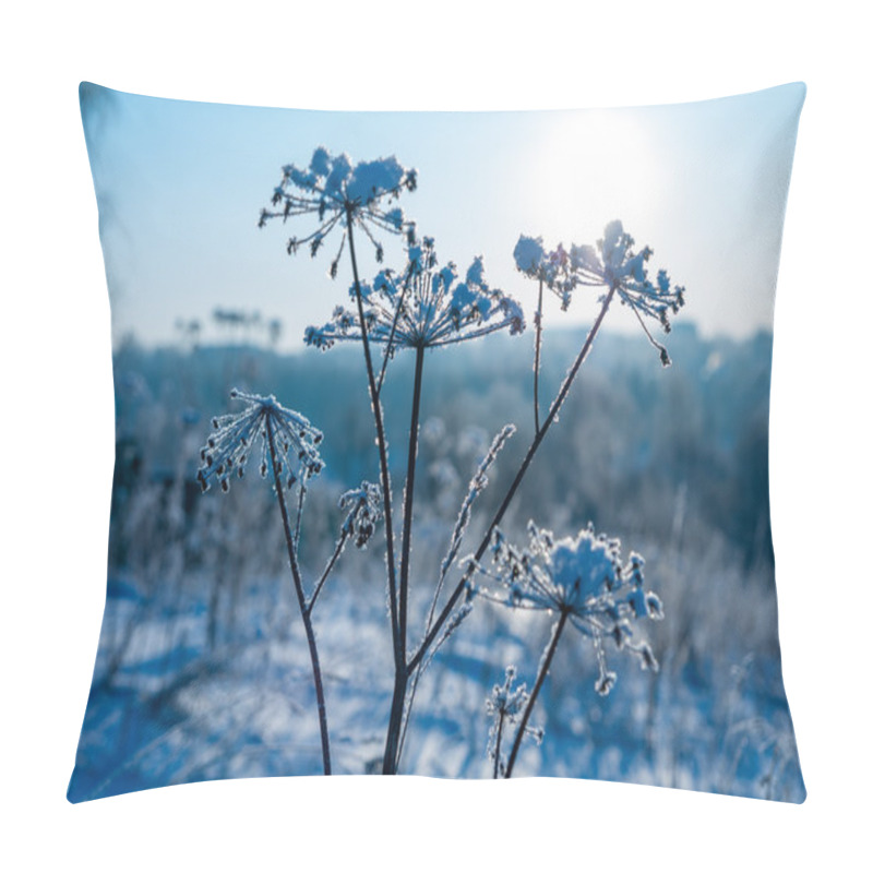 Personality  Frozen Grass In Snow Pillow Covers