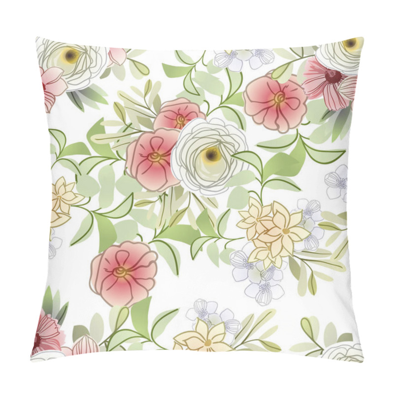 Personality  Abstract Elegance Seamless Background With Flowers Pillow Covers