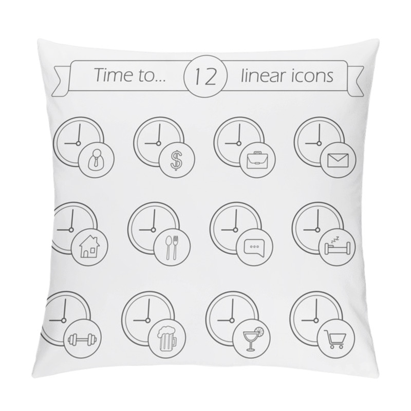 Personality  Time Management Icons Set Pillow Covers