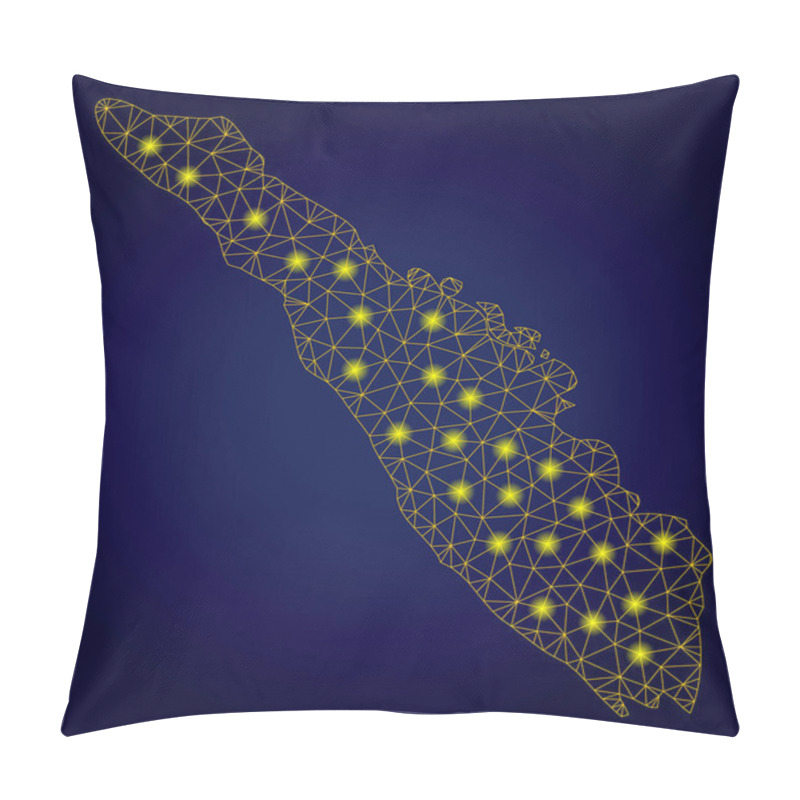 Personality  Polygonal Wire Frame Yellow Sumatra Island Map With Bright Light Spots Pillow Covers