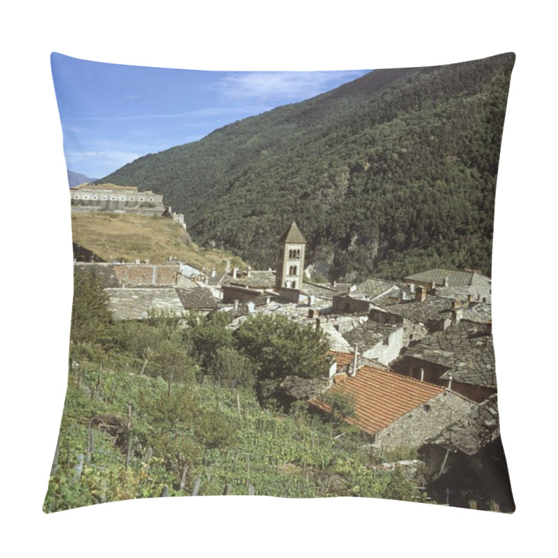 Personality  Exilles In Susa Valley West Of Susa Province Torino Turin Piemonte Piedmont With Fortification. The Town Was Until 18. Cent. French Border Fortification Pillow Covers