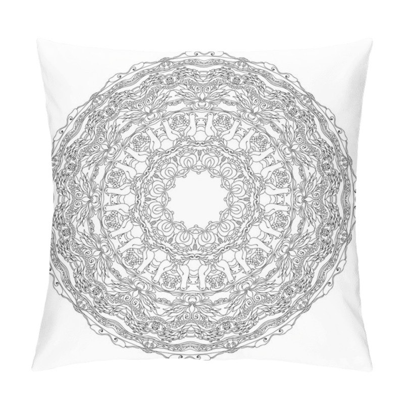 Personality  Mandala Shaped Contoured Birds, Flowers, Leaves And Floral Decorative Elements. Pillow Covers