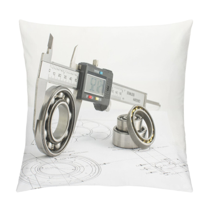 Personality  Bearing And Caliper On The Mechanical Engineering Drawing Pillow Covers