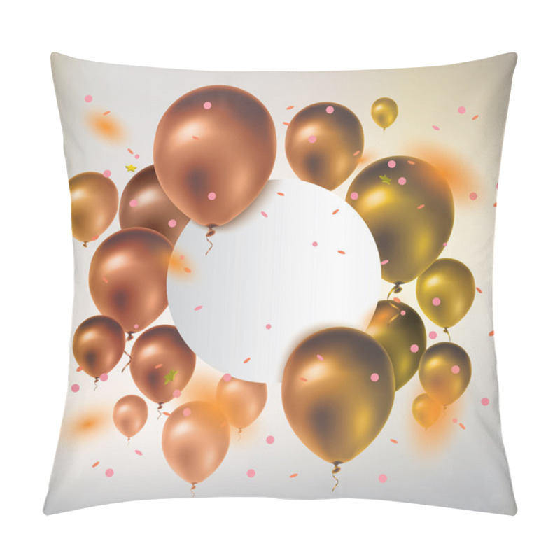 Personality  Text Box Banner With Gold Balloons And Confetti. Greeting Card. Pillow Covers