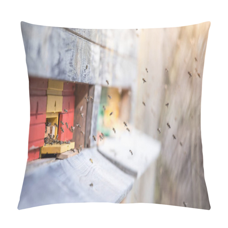 Personality  Bees Hive: Flying To The Landing Boards Pillow Covers