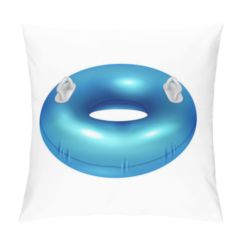 Personality  Blue Inflatable Ring Side View On White Background Realistic Vector Illustration Pillow Covers