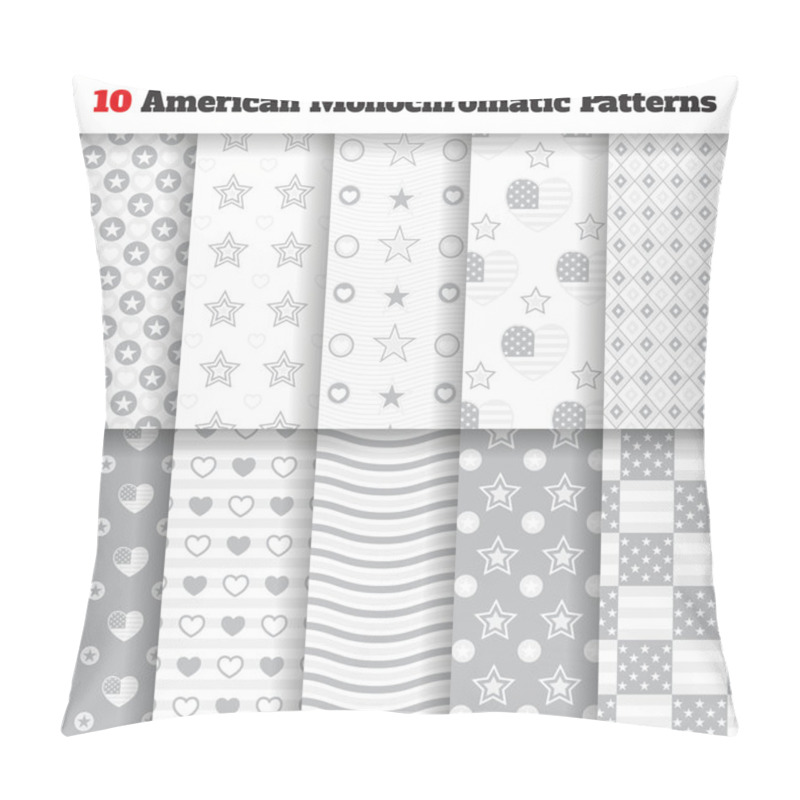 Personality  Set Of Monochromatic American Seamless Patterns Pillow Covers