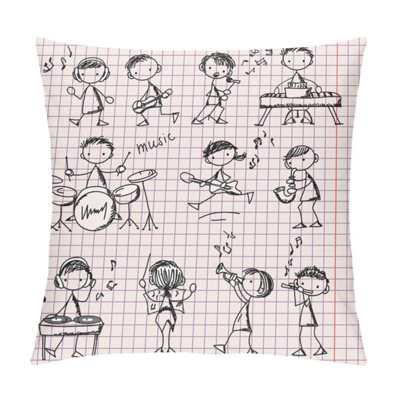 Personality  Set Of Music Doodles Pillow Covers