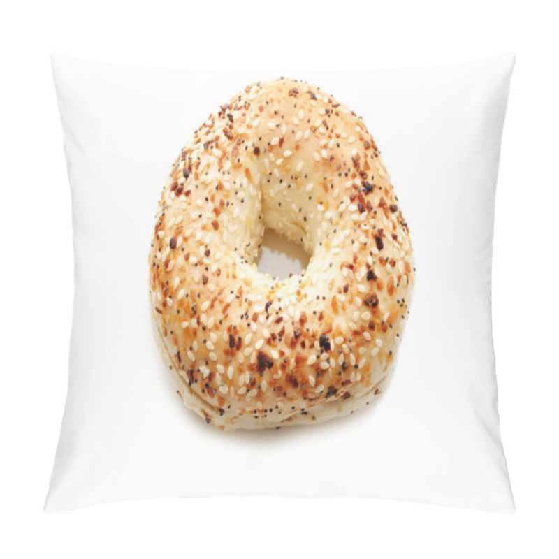 Personality  Fresh Delicious Everything Bagel Isolated Over White Pillow Covers