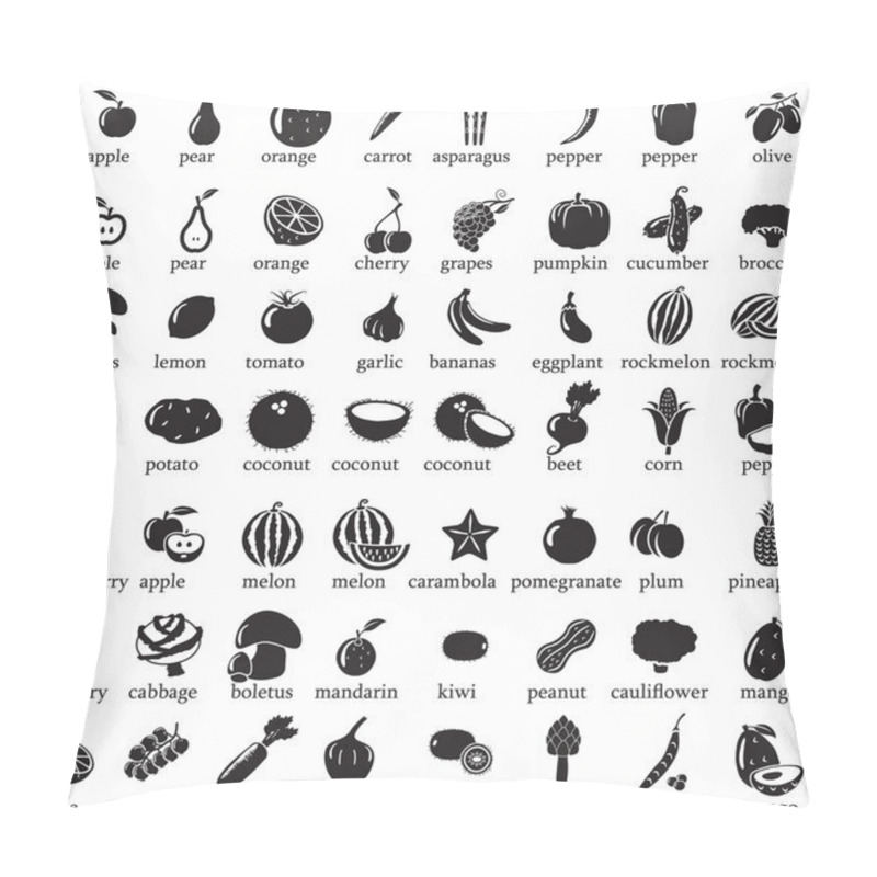 Personality  Set Of Fruits And Vegetables Icons Pillow Covers