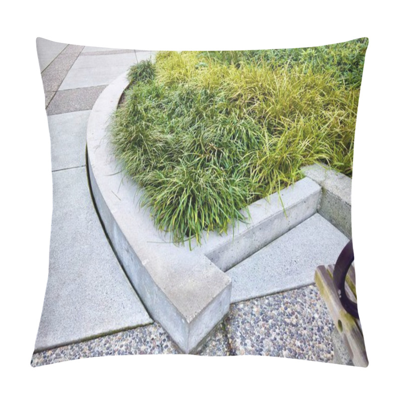 Personality  A Curved Concrete Pathway With Green Grass Landscaping And Pebble Stone Textures, In An Outdoor Setting,ecofriendly Pillow Covers