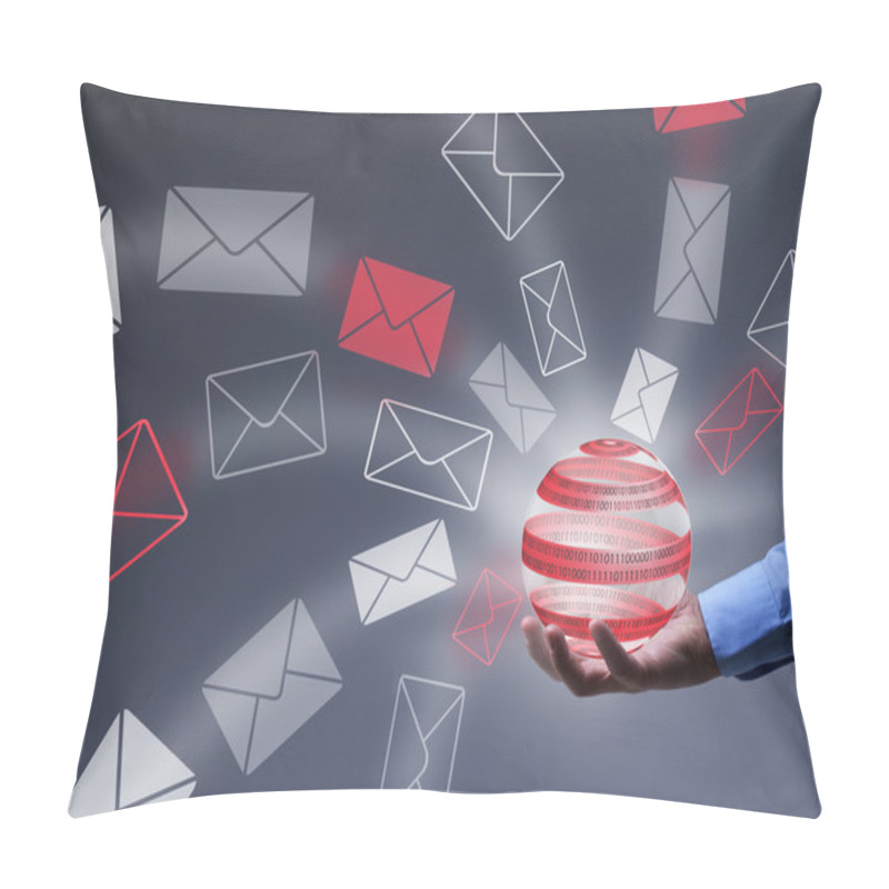 Personality  Businessman Taking Control Of Digital Information Flow Pillow Covers