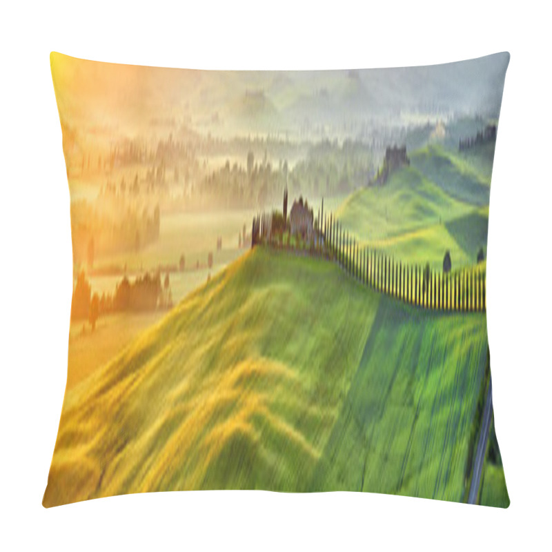 Personality  Countryside In Tuscany Province On Sunrise Pillow Covers