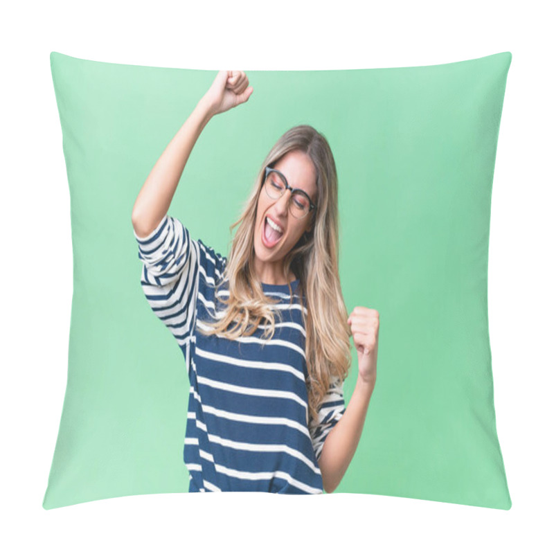 Personality  Young Uruguayan Woman Over Isolated Background Celebrating A Victory Pillow Covers