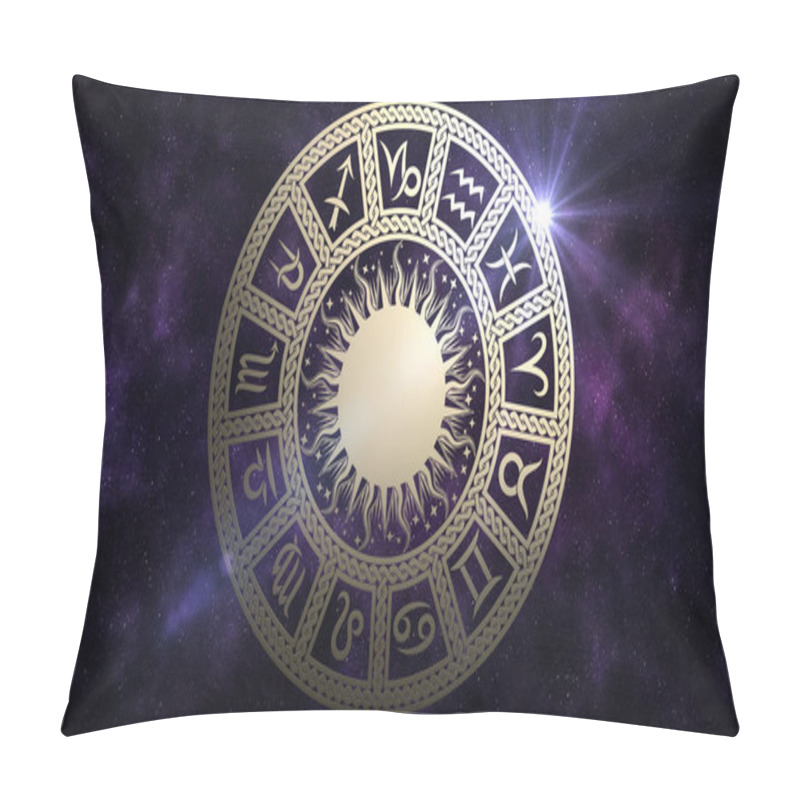 Personality  Zodiac Circle With Astrological Symbols. 13 Zodiac Signs In The Starry Space. Pillow Covers