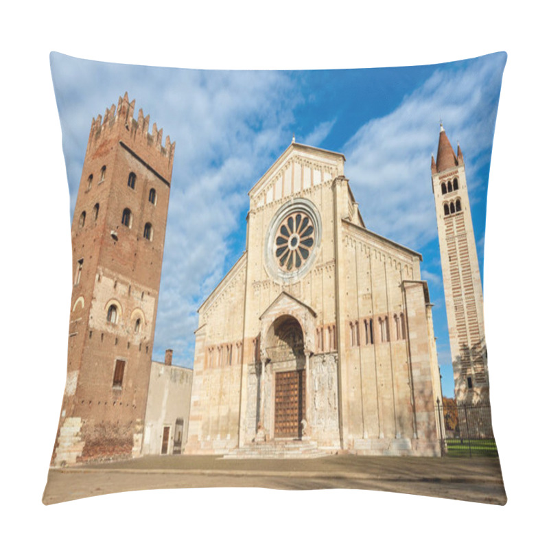 Personality  Basilica Of San Zeno (X-XI Century) In Verona - UNESCO World Heritage Site, Italy. Is Considered One Of The Masterpieces Of Romanesque Architecture In Italy Pillow Covers